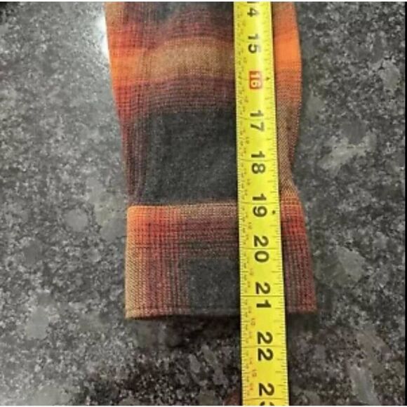 Old Navy Evermore Flannel Shirt women's Medium orange plaid Swiftie Eras tour - Picture 12 of 13